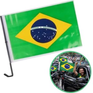 Kit 02 Bandeiras Para Carro Brasil Torcida Copa 2026 Universal