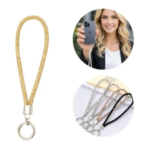 Cordão De Pulso Para Celular Modelo Universal Brilhante Dourado