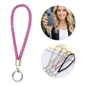 Cordão De Pulso Para Celular Modelo Universal Brilhante Rosa