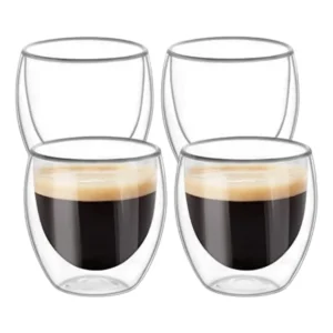Kit Copos De Café Parede Dupla 04 Peças