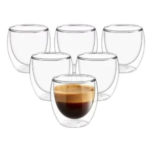 Kit Copos De Café Parede Dupla 06 Peças