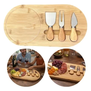 Kit Tabua De Queijos Com Estpatulas 4 Peças