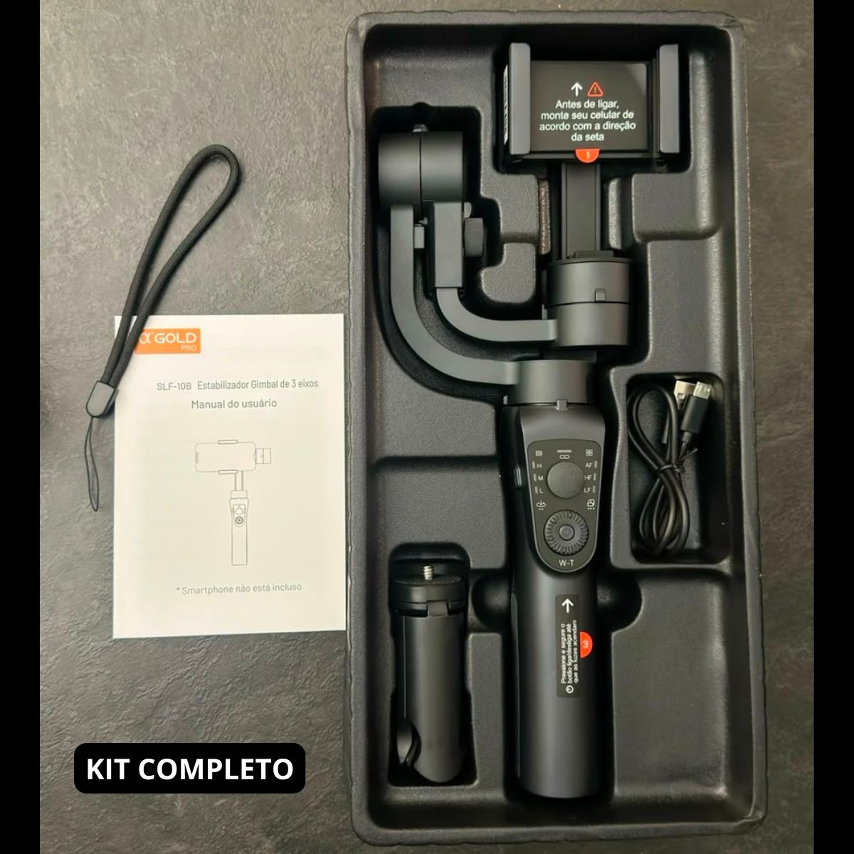 Gimbal Estabilizador De 3 Eixos A'gold Pro Slf-10b Com Tripé - Imagem 3