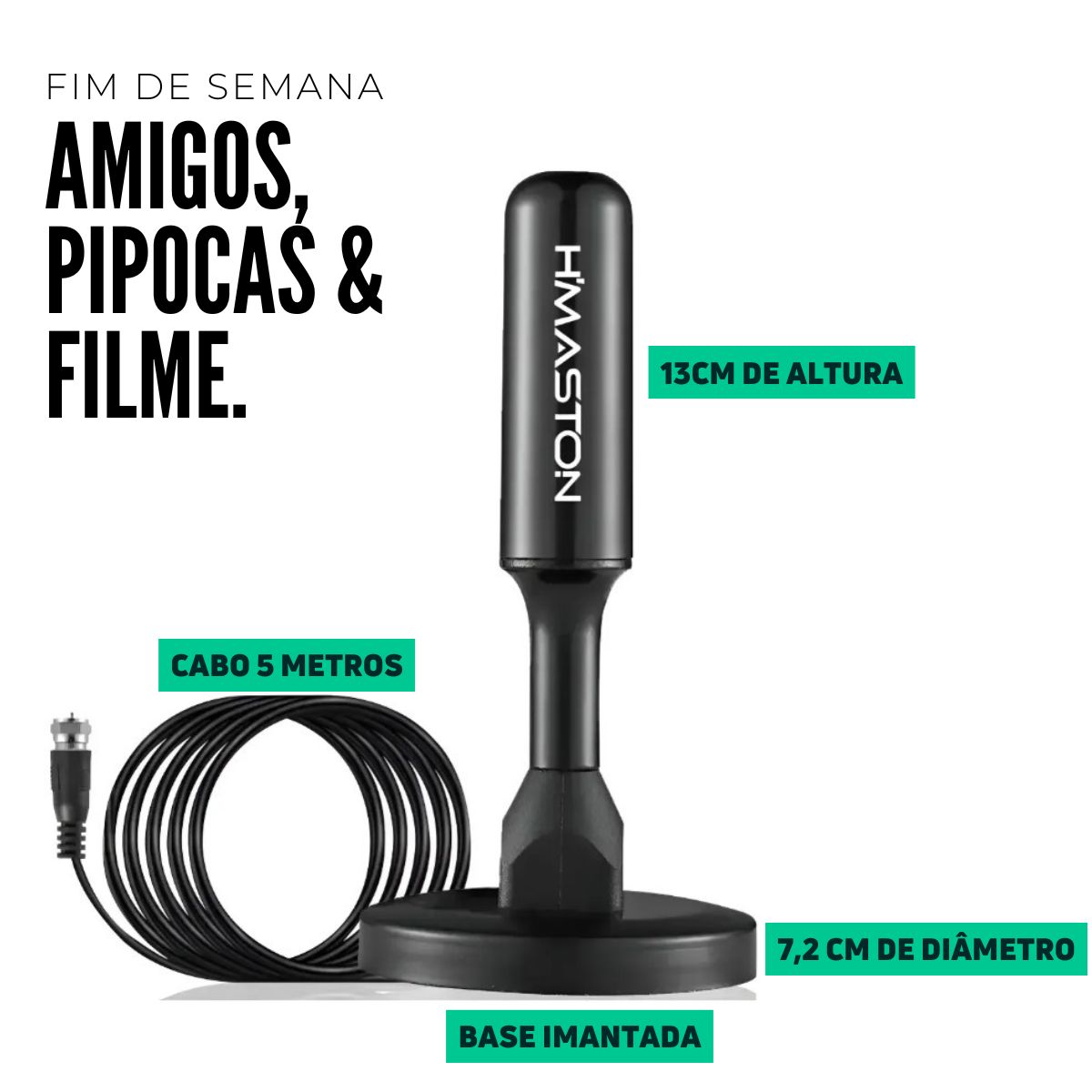 Antena Digital Hmaston CB-12 Interna Externa HDTV Cabo 5m - Imagem 3