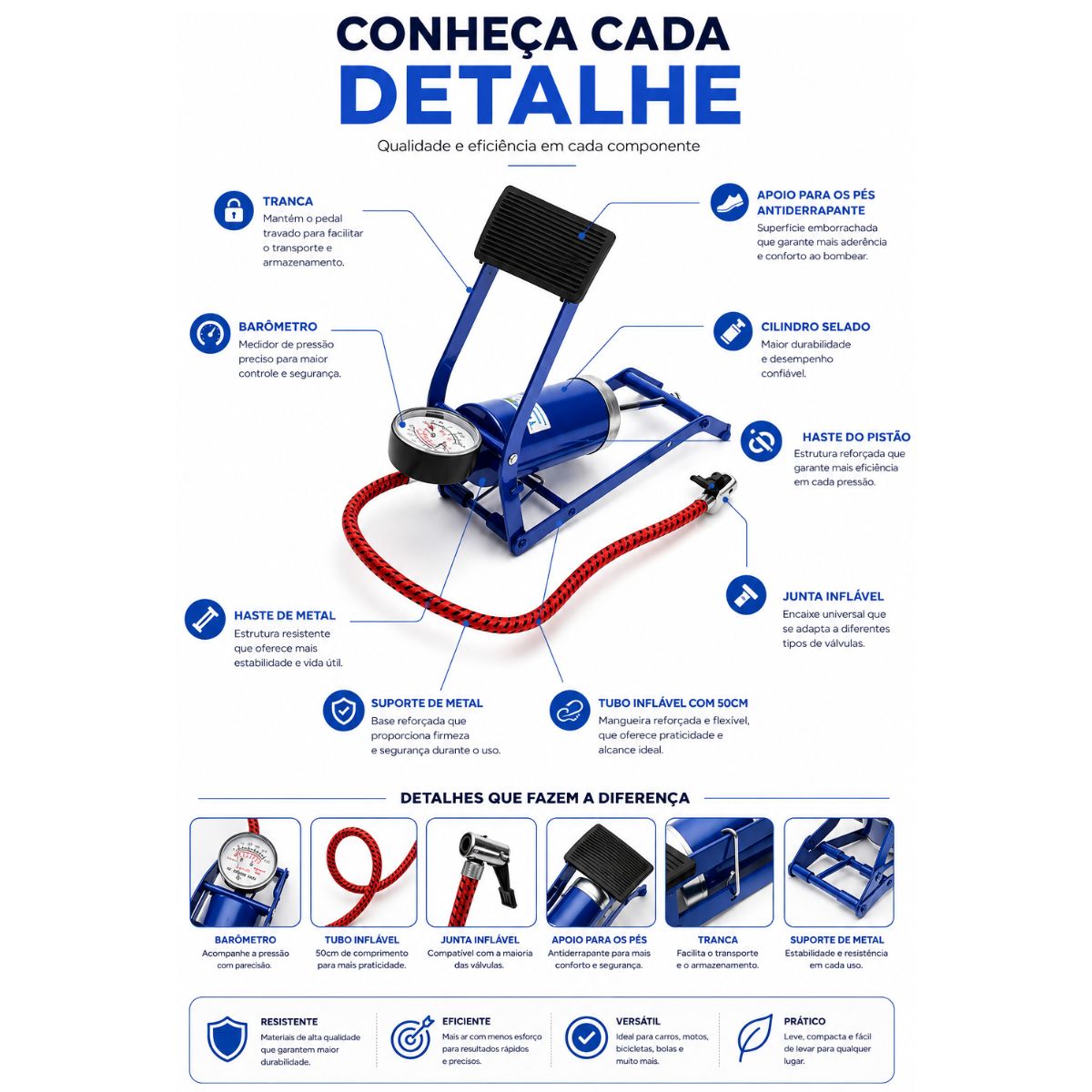Bomba Manual Luatek Lkd-210 Bola Bike Moto Carro E Inflaveis - Imagem 3