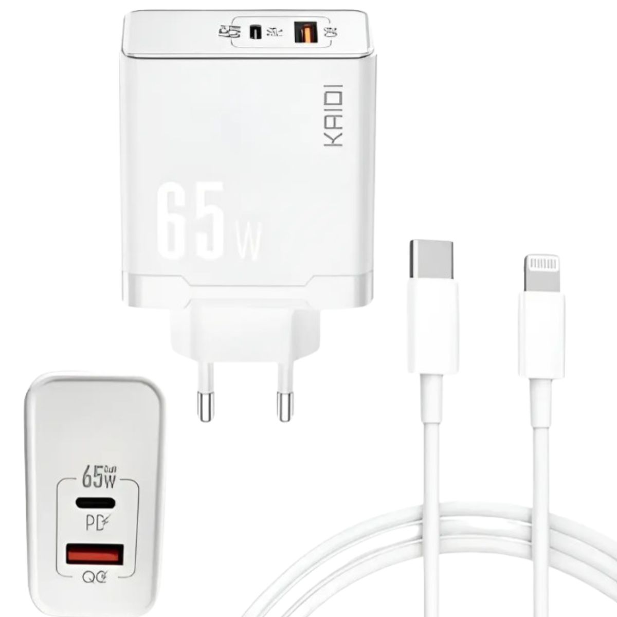 Carregador Tomada Turbo Kaidi KD-681CL 65W Com Cabo Lightning - Imagem 3