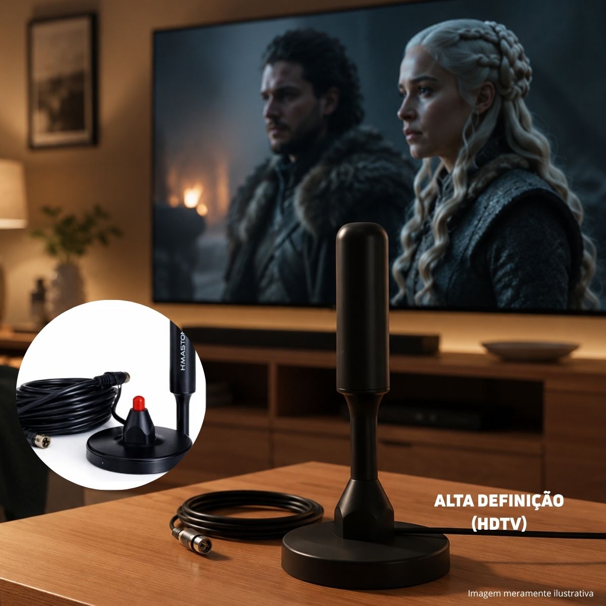 Antena Digital Hmaston CB-12 Interna Externa HDTV Cabo 5m - Imagem 5
