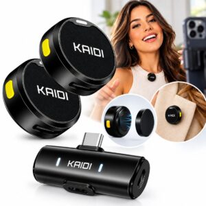 Microfone de Lapela Sem Fio Kaidi KMF4-C Duplo com Antiruido