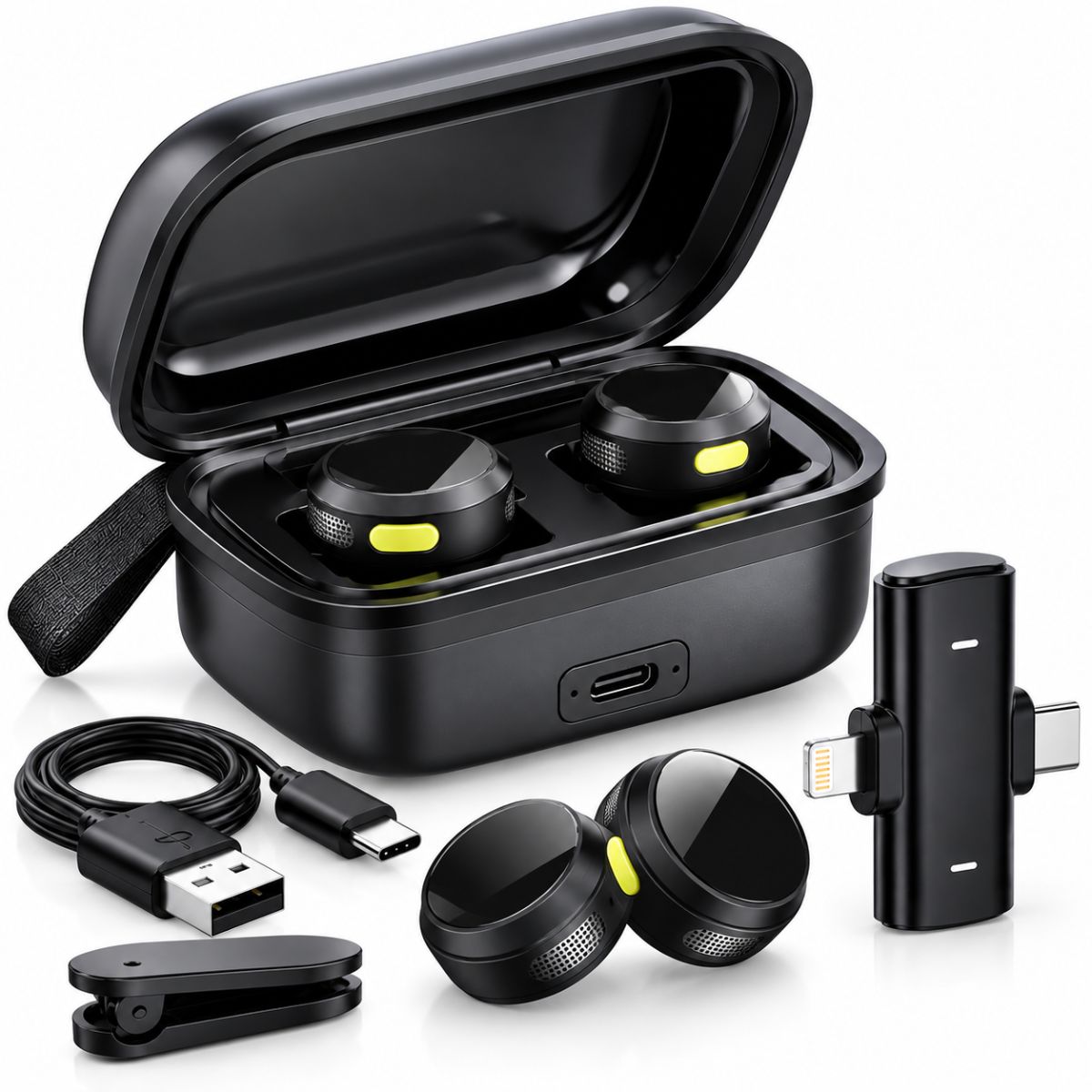 Microfone Lapela A'Gold Pro MCF-38 Duplo Usb-C e Lightning