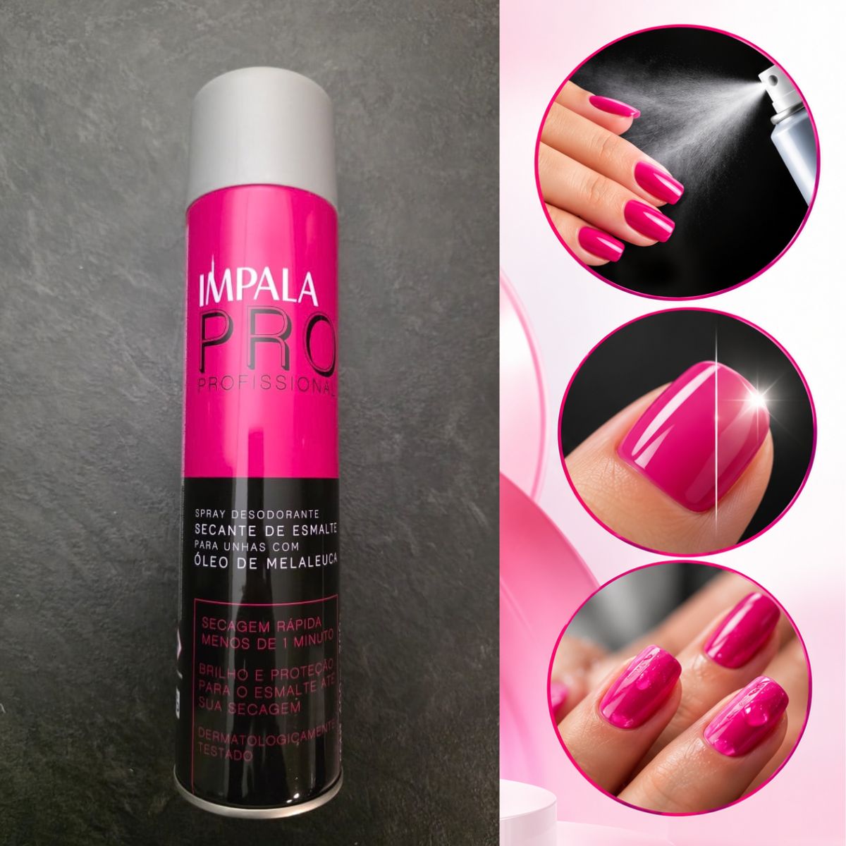 Spray Secante Esmalte Impala Pro Oleo De Melaleuca 400ml - Imagem 3