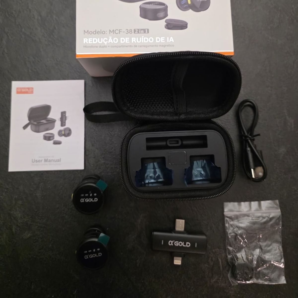 Microfone Lapela A'Gold Pro MCF-38 Duplo Usb-C e Lightning - Imagem 6